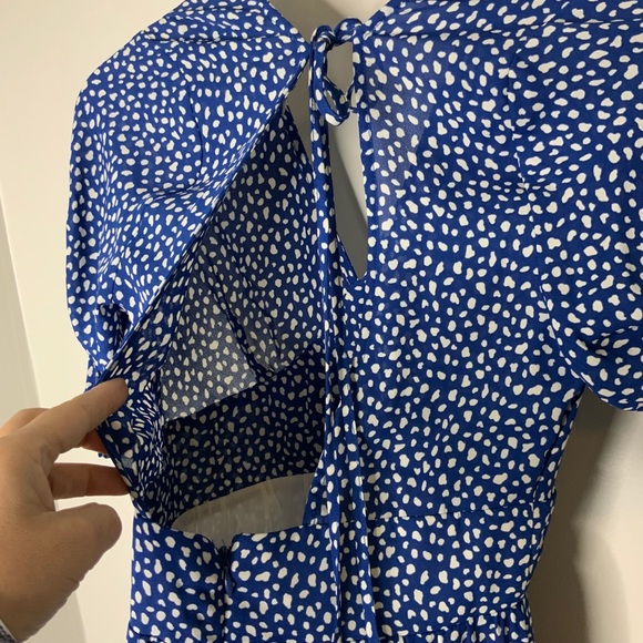 ANTHROPOLOGIE Moon River Spotted Blue Button Dress - Picture 12 of 12